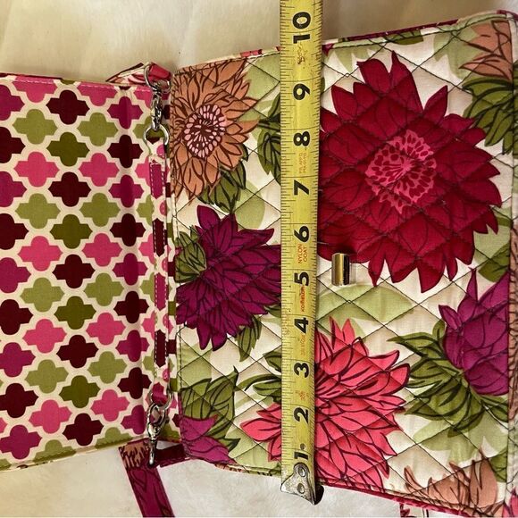 Julia Hello Dahlia Quilted Cloth  Satchel/Cross Body bag silver tone hardwares. - Picture 9 of 13